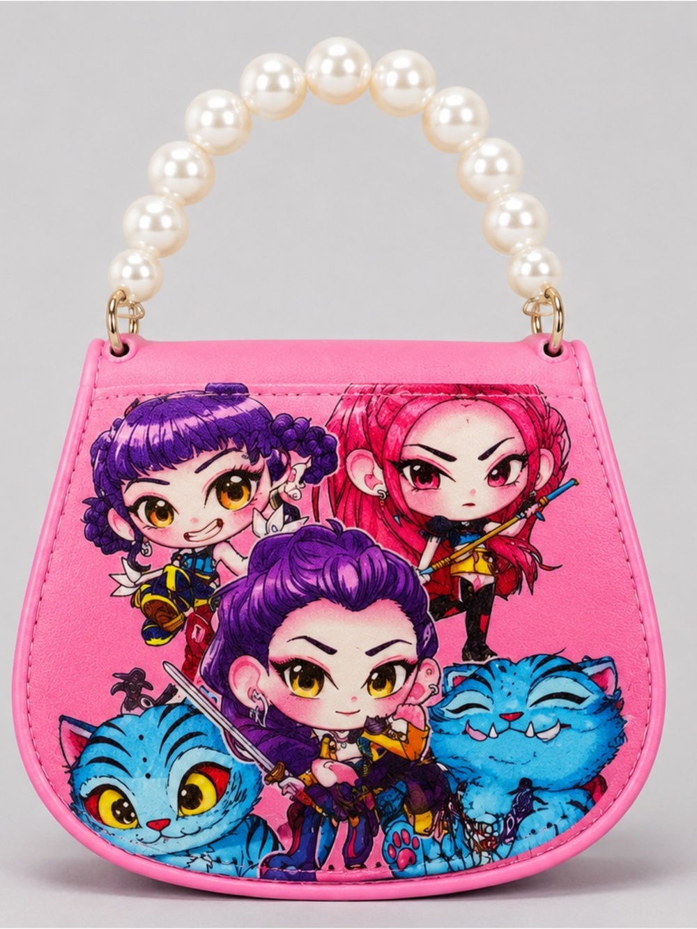 KPOP Demon Hunters Mini Pearl Handle Purse Bag Pink Anime Crossbody Style